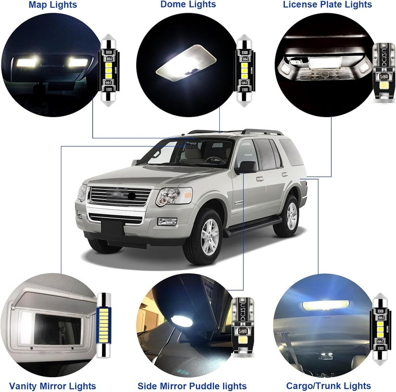 EASY EAGLE LED Interior Car Lights for Ford-Explorer-2002-2010: 12 Piece Kit White LED Light Bulbs - Super Bright 6000K + Install Tool - Image 3